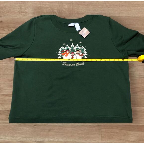 Grandma Christmas Holiday Edition Peace on Earth Green XL Crewneck Sweater - Picture 4 of 12